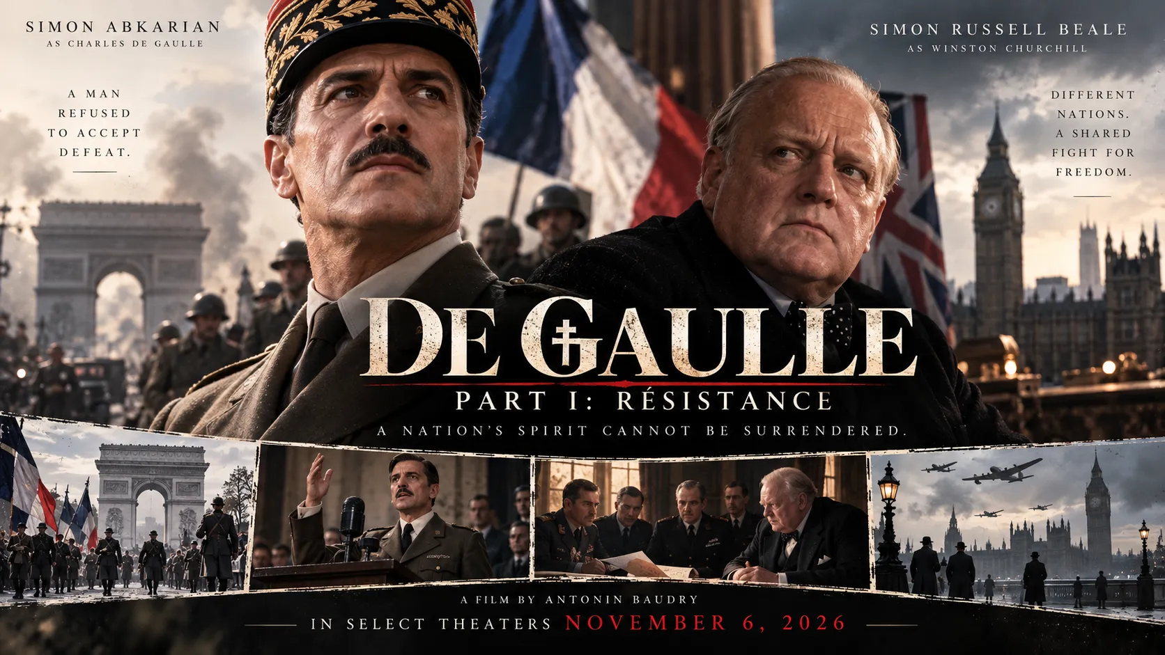 Movierilz | De Gaulle: Simon Abkarian Defies Hitler in 1940